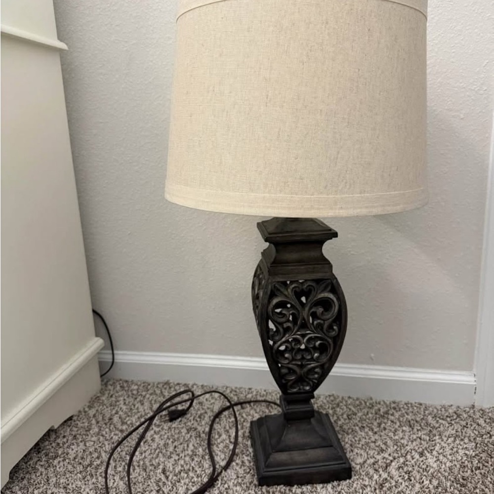Elegant Black Table Lamp with Cream Shade